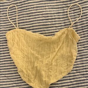 Sabo skirt butter Yellow Ruched Spaghetti Strap Top